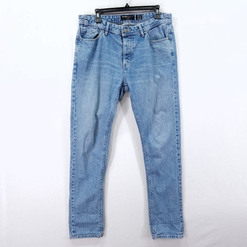 Bershka Men’s Jeans Size 32X30 Tapered Leg Slim Fit Mid-Rise